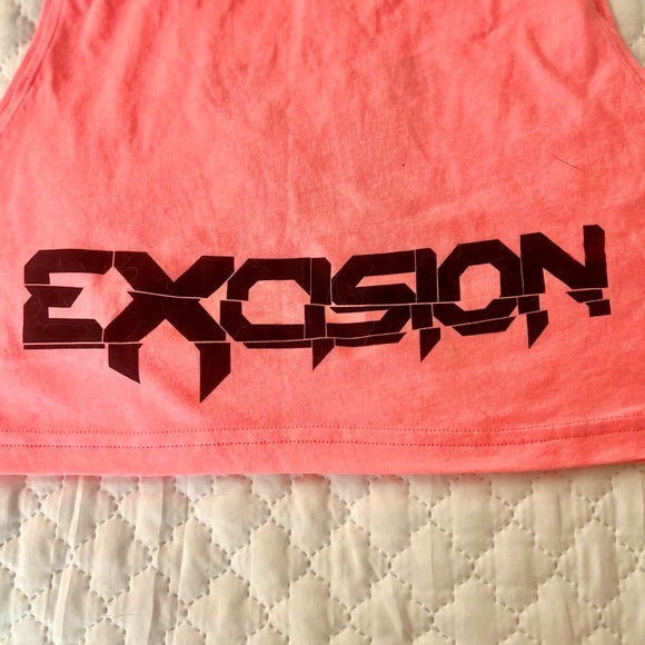 SOLD- NWT- Excision- X Rated highlighter Pink Tee Crop Top- One Size - Picture 3 of 5